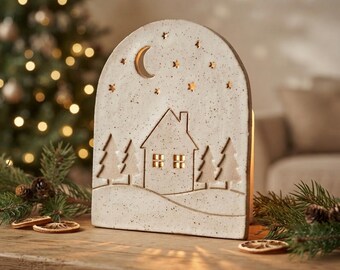 Winter Village Luminary Template | Ceramic Slab Pottery Pattern (PDF)