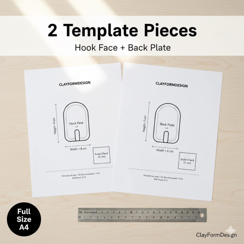 DIY Ceramic Wall Hook Template | A4 Printable Clay Pattern (PDF ...