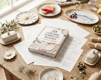 20 Ceramic Pottery Templates Bundle | Printable PDF Patterns for Clay Projects (Digital Download)