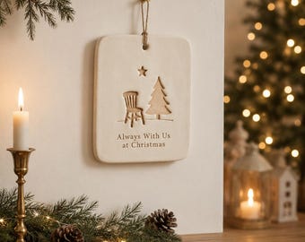 Empty Chair Christmas Keepsake Pottery Template, Memorial Christmas Decor, Printable Ceramic Slab Pattern