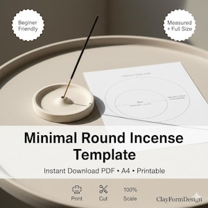 Round Incense Holder Template PDF | A4 Printable Pottery Template | Measured + Full Size