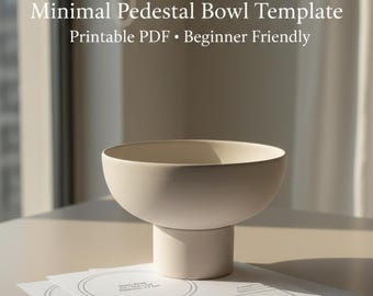 Minimalistyczny szablon miski na cokole | Ceramika w formacie PDF | Zestaw do samodzielnego wykonania ceramiki | Wzór do natychmiastowego pobrania