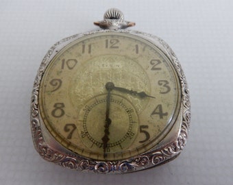 Orologio da taschino, antico, quadrato S.W.C.Co ELGIN