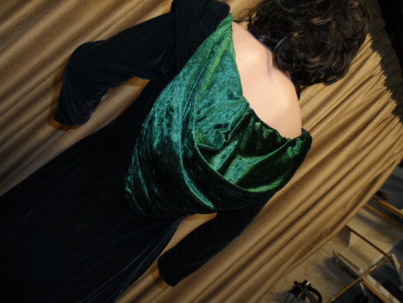 Gown, Evening, Green Velvet, Genuine Vintage