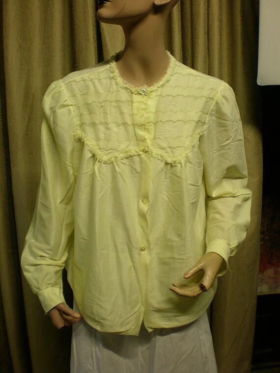Bed Jacket, Genuine 1960s, lemon nylon, snuggly. Gem