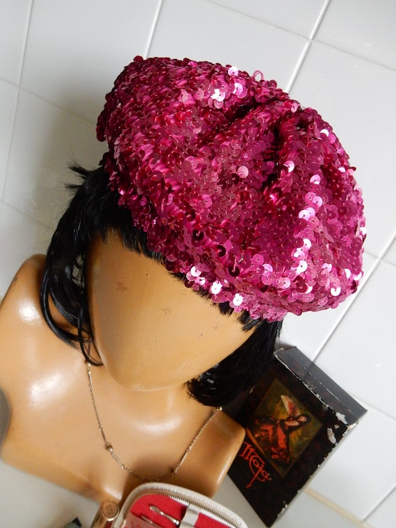Beret, Pink Sequins, Costume,