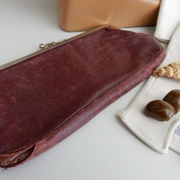 Coin Purse Red Leather Vintage