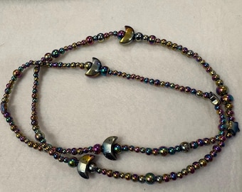 25-Zoll-Regenbogen eloxierte Mond und Sterne Taille Perle, Galaxy Bauchkette