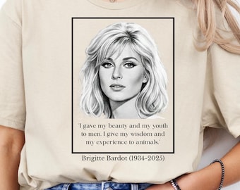 Brigitte Bardot Graphic T Shirt, Retro Aesthetic Actress Portrait Tee, Black and White Icon Style Fashion Top, Celebrity Film Star Tee
