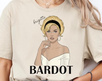Brigitte Bardot Illustration T Shirt, Fashion Icon Portrait Graphic Tee, Retro Aesthetic Actress Style Top, Celebrity Icon Tee