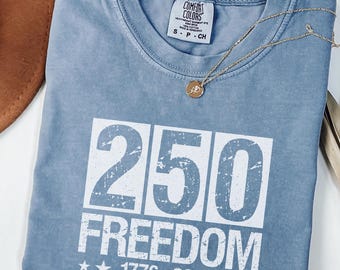 Camiseta Comfort Colors® 250 Freedom, Camiseta 1776 2026, Camiseta patriótica, Camiseta del 4 de julio, Camiseta de Estados Unidos, Camiseta del Día de la Independencia