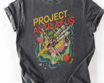 Camiseta Comfort Colors® Project Astraeus, camiseta retro espacial, camiseta de lanzamiento de cohete, regalo de astronomía, camiseta para amantes del espacio, camiseta con estampado cósmico