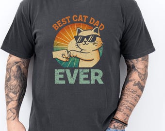 Camiseta Comfort Colors® "El mejor papá de gatos de la historia", camiseta divertida para papás de gatos, regalo para amantes de los gatos, camiseta genial para gatos, regalo para dueños de mascotas, camiseta para el Día del Padre
