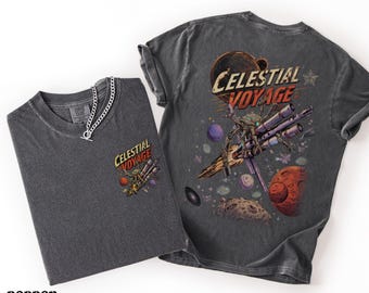 Camiseta espacial de ciencia ficción Comfort Colors®, camiseta de viaje celestial, estampado de misión espacial, camiseta de galaxia, regalo para amantes de los libros, camiseta cósmica retro.