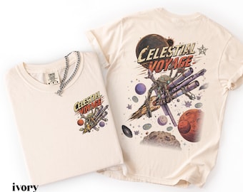 Camiseta espacial de ciencia ficción Comfort Colors®, camiseta de viaje celestial, estampado de misión espacial, camiseta de galaxia, regalo para amantes de los libros, camiseta cósmica retro.