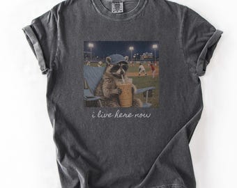 Camiseta de béisbol con mapache divertido de Comfort Colors®, sudadera con estética para el día del partido, camiseta deportiva con animales geniales, regalo para aficionados al béisbol