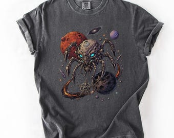 Camiseta Comfort Colors® de ciencia ficción con diseño de alienígena, camiseta de monstruo espacial, camiseta gráfica cyberpunk, camiseta galáctica, regalo para nerds, camiseta de criatura robótica futurista
