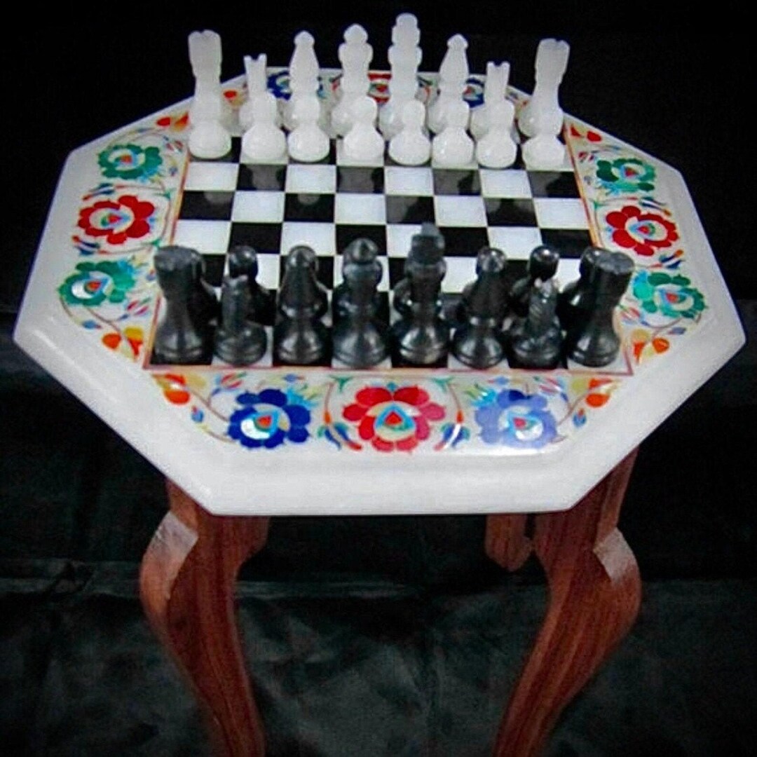 Handmade Marble Inlay Chess Board, Gemstone Chess Set - Etsy