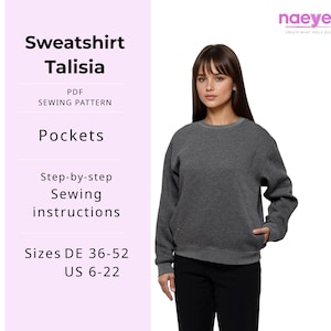 Sweatshirt PDF Schnittmuster | Foto Anleitung | Taschen | Einfach | Damen