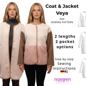 Oversized Coat & Jacket “Veya” with Lining | PDF Sewing Pattern with Photo Tutorial | Teddy Coat | Transitional Jacket | Women