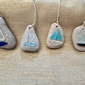 Lake Superior Christmas Ornament with Sea Glass Sailboat 6