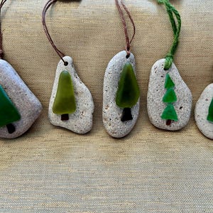 Lake Superior Christmas Ornament with Sea Glass Tree