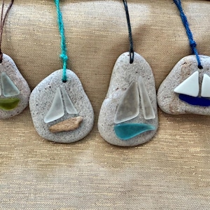 Lake Superior Christmas Ornament with Sea Glass Sailboat4