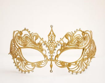 Gold Lace Masquerade Mask – Elegant Venetian Costume Party Mask