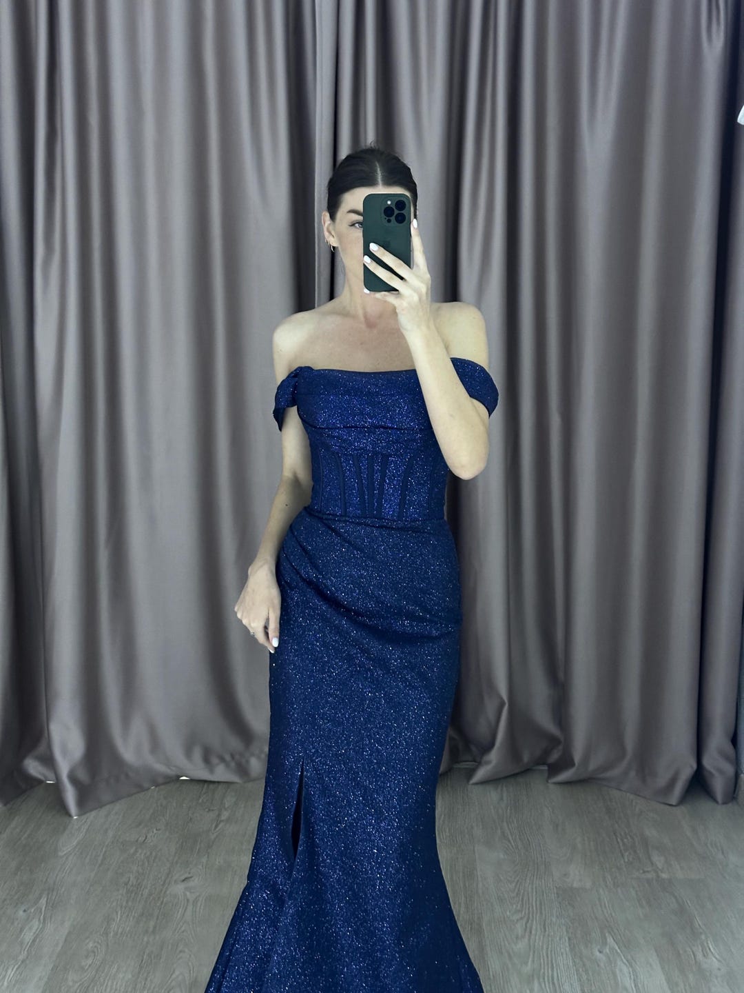 blue sequin prom dress Royal Mermaid Sweetheart Sleeveless Zac Posen Size:42x32 Classic EB Denim Maria Mid