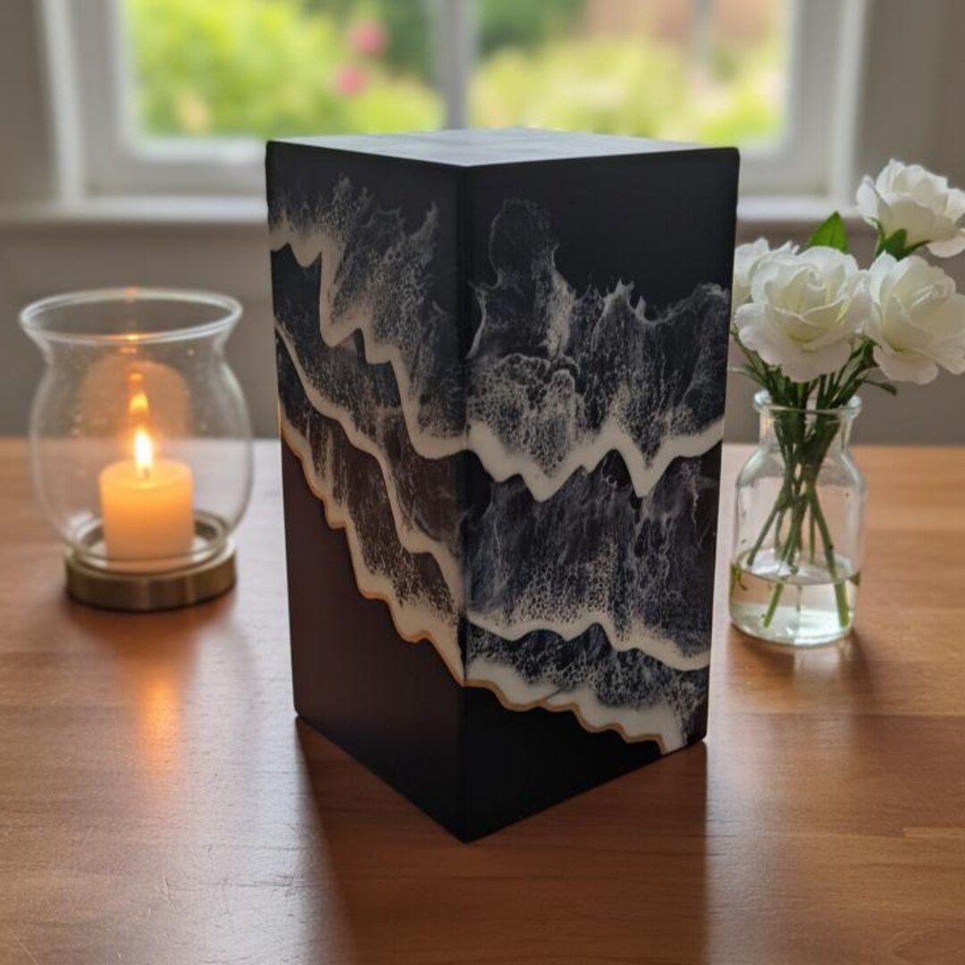 Handmade Ocean Wave Resin Art Box | Coastal Keepsake Decor - Etsy