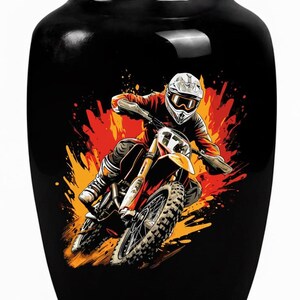 Urna funeraria negra para motocross – Recuerdo conmemorativo para piloto de motocross imagen 6