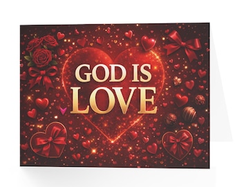 God Is Love Greeting Card | Religious Valentine Heart Design