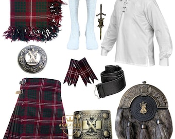 Conjunto completo de kilt escocés de boda para hombre de 11 piezas, estilo St Andrew Antique / Disponible en más de 70 tartanes.