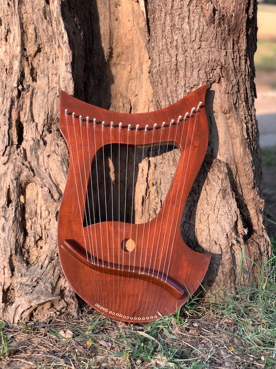 Rosewood 18 Strings Lyre Harp - Handmade Celtic Lyre Harp for Beginners and Professionals with Tuning Key Bag & string set
