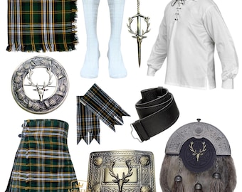 Schotse volledige bruiloft kilt-outfit 11-delige antieke stagehead-kiltoutfit | Verkrijgbaar in 50+ Schotse ruiten