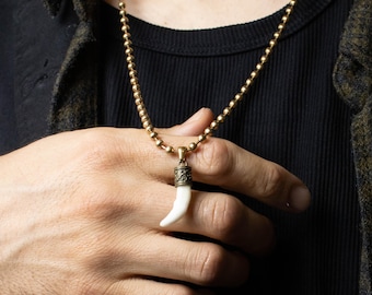 Rock-ketting voor heren – messing kettingtandhanger | Biker-sieraden cadeau voor hem