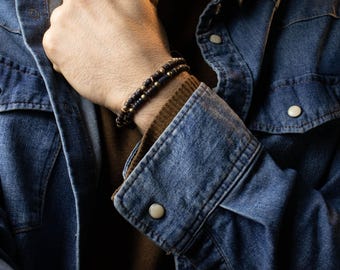 Beaded Bracelet for Men – Boho Jewelry, Natural Stone Bracelet, Ethnic Handmade Gift for Him, Rustic Style Accessories bracelet