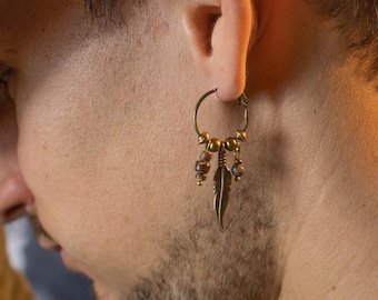 Pirate Style Earrings for Men – Boho Dangle Jewelry, Bronze & Silver Accents, Handmade Rustic Gift for Himearrings