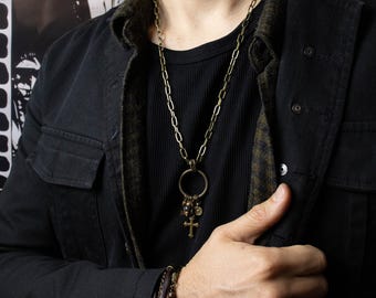 Men’s Bronze Necklace – Vintage Rock Style