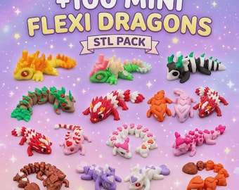100+ Flexi Dragon STL Bundle - 3D druckbare Fidget Dragons | Kommerzielle Nutzung erlaubt