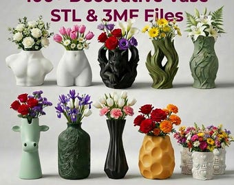 100+ decoratieve vaas STL- en 3MF-bestanden volledige 3D-printbundel | Commercieel gebruik