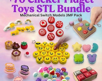 70+ Clicker Fidget Toys STL Bundle – Modelli di interruttori meccanici Confezione 3MF – Uso commerciale