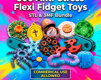300 Flexi Fidget Toys STL 3MF Bundle, Gelenkige Sensorische Modelle (Kommerzielle Nutzung)
