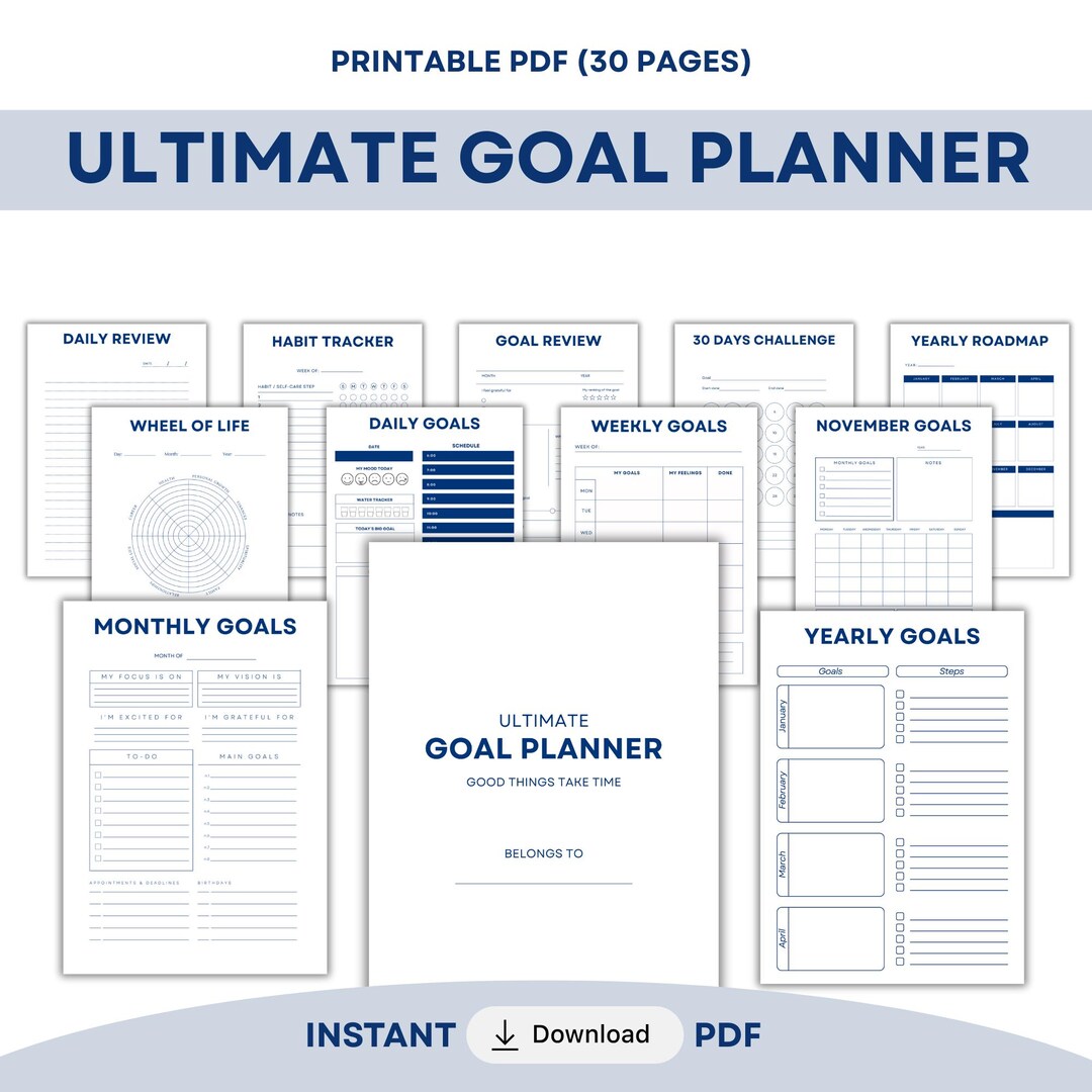Printable Goal Planner Bundle, Yearly Goals, Monthly Goals, Weekly ...