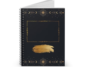 Quaderno a spirale con cornice in oro celeste / diario a righe