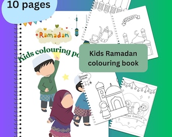 Kinder Ramadan Malbuch | 9-seitige islamische Färbung zum ausdrucken | Ramadan-Aktivität für Kinder