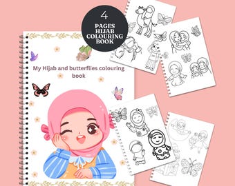 Libro da colorare con l'hijab per bambini: pagine da colorare per ragazze musulmane, abiti alla moda, libro di attività islamiche [PDF stampabile]