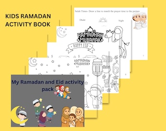 Kids Ramadan & Eid Activity Pack | Islamic Printable Worksheets for Children, Colouring Pages, Matching Game | Muslim Learning