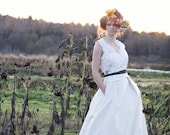 Robe de mariée en soie et dentelle enveloppement avec mancherons, sans bretelles Sweetheart robe de mariée, Corset dos, Ball Gown robe de mariage