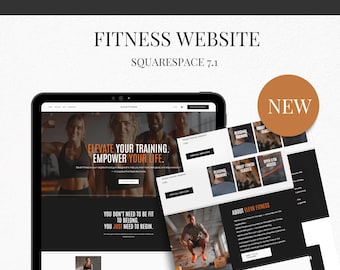 Squarespace 7.1 Website Template for Fitness, Yoga, Pilates & Wellness Coaching Professionals + Social Media Bundle